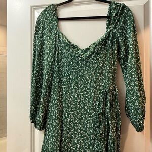 Reformation Emerald Floral Long Sleeve Dress